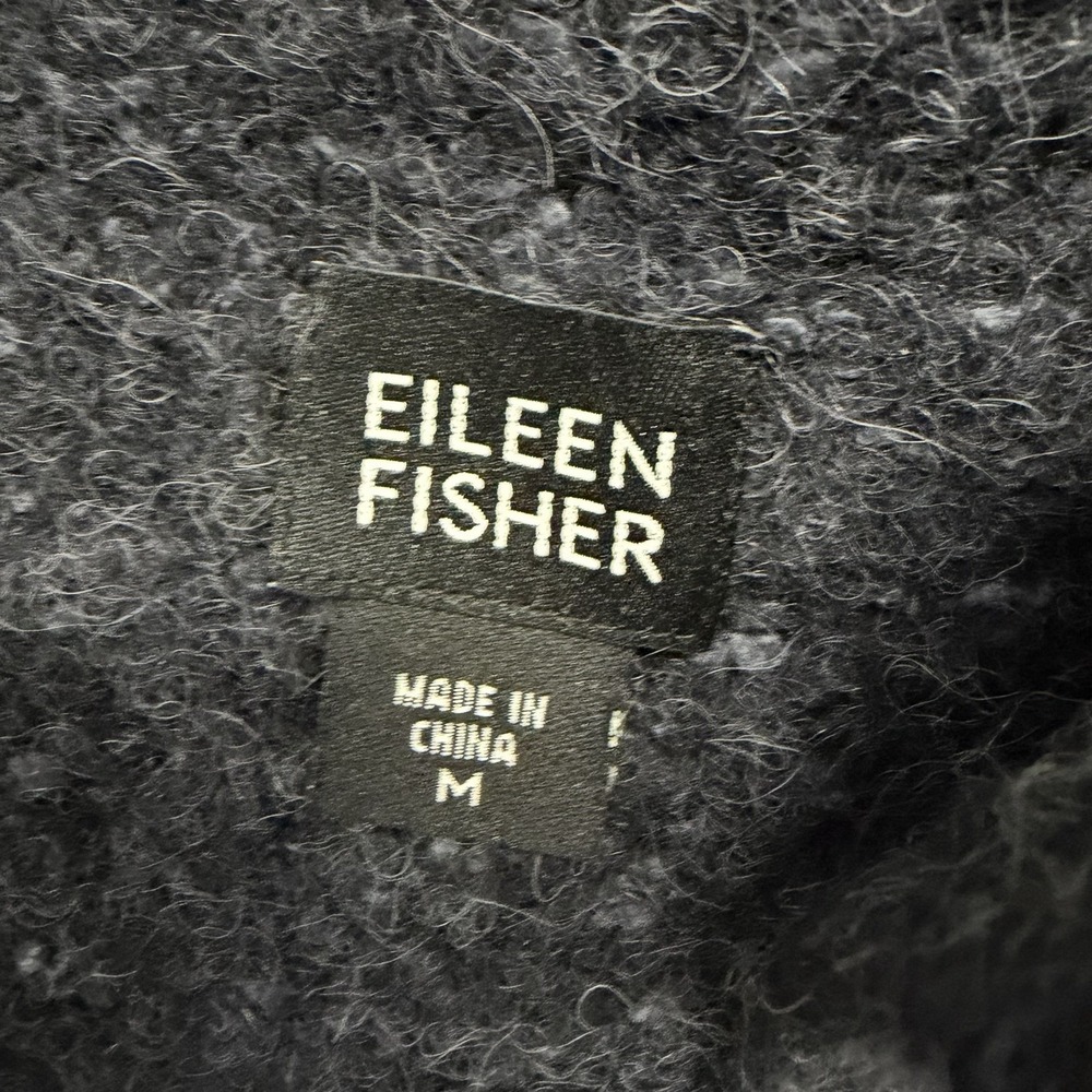 Eileen Fisher Alpaca Blue Black Open Front Cardigan Sweater Woman's Size M - Picture 6 of 8
